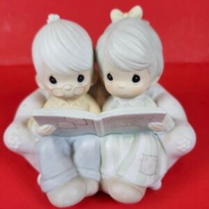 Precious Moments Memories of Our Wedding Couple Reading Book Figurine1987 Enesco